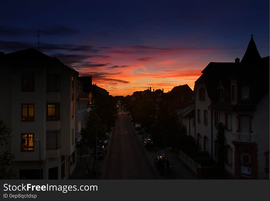 White Concrete City Houses during Night