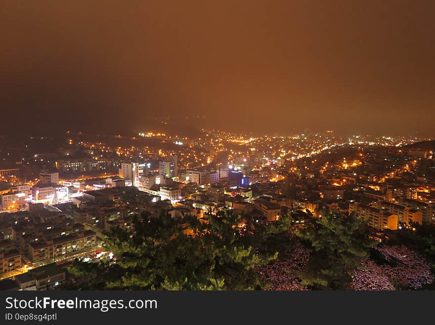 Lighted Buildings during Evening