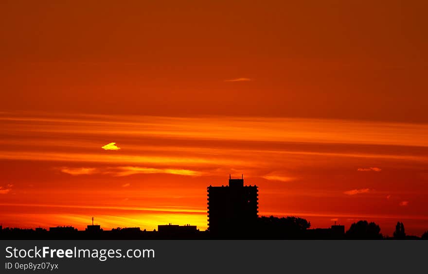 Sunset over City Skyline