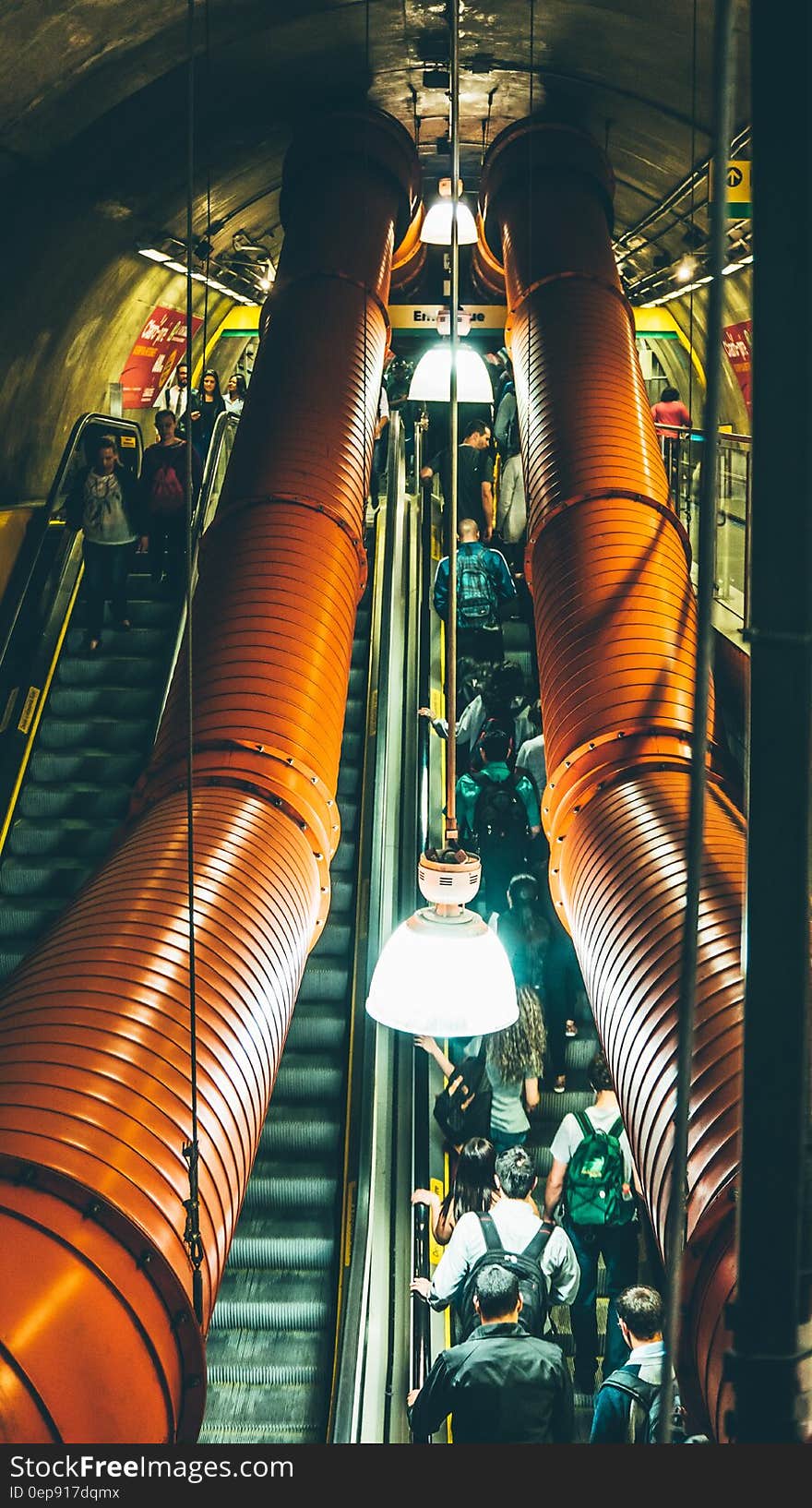 People Walking on Escalator