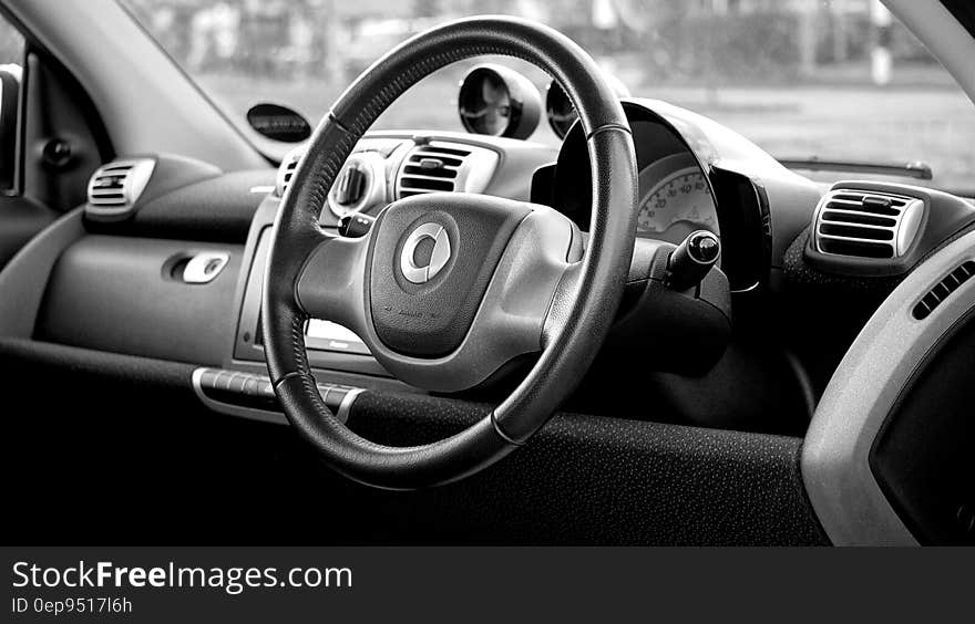 Black Smart Car Steering Wheel