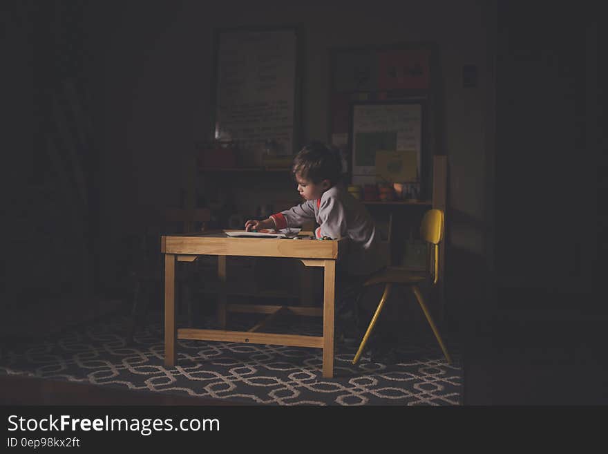 Brown Wooden Table Of A Child