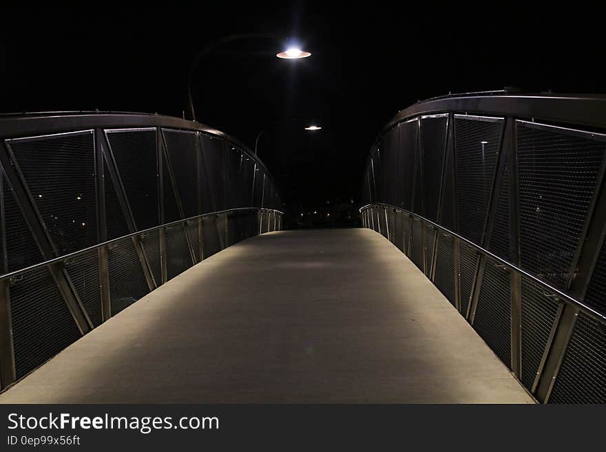 Gray Beige Bridge during Night Time