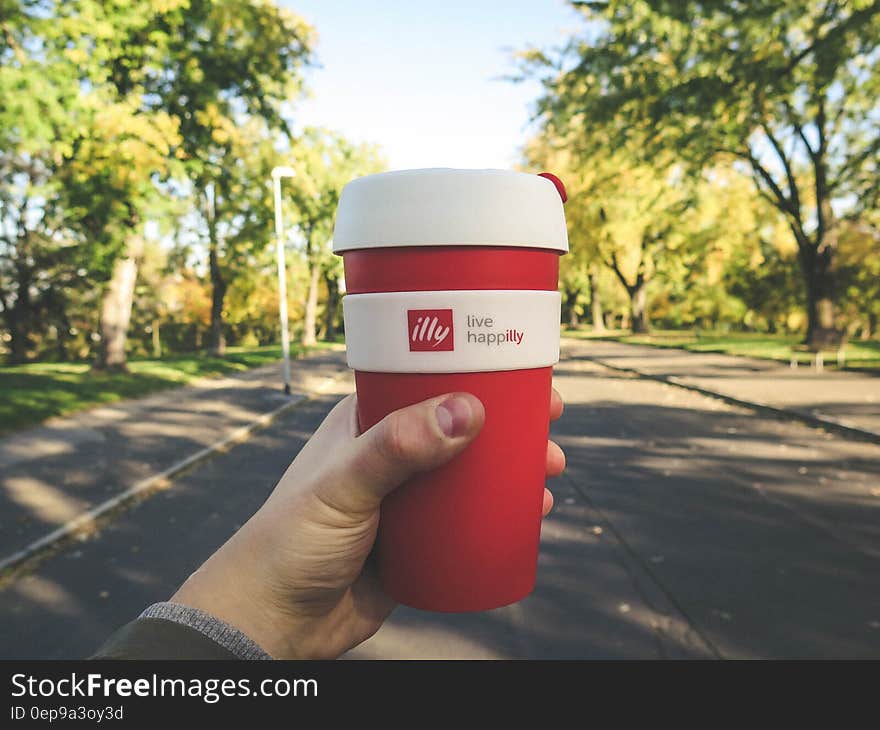 Red and White Plastic Tumbler