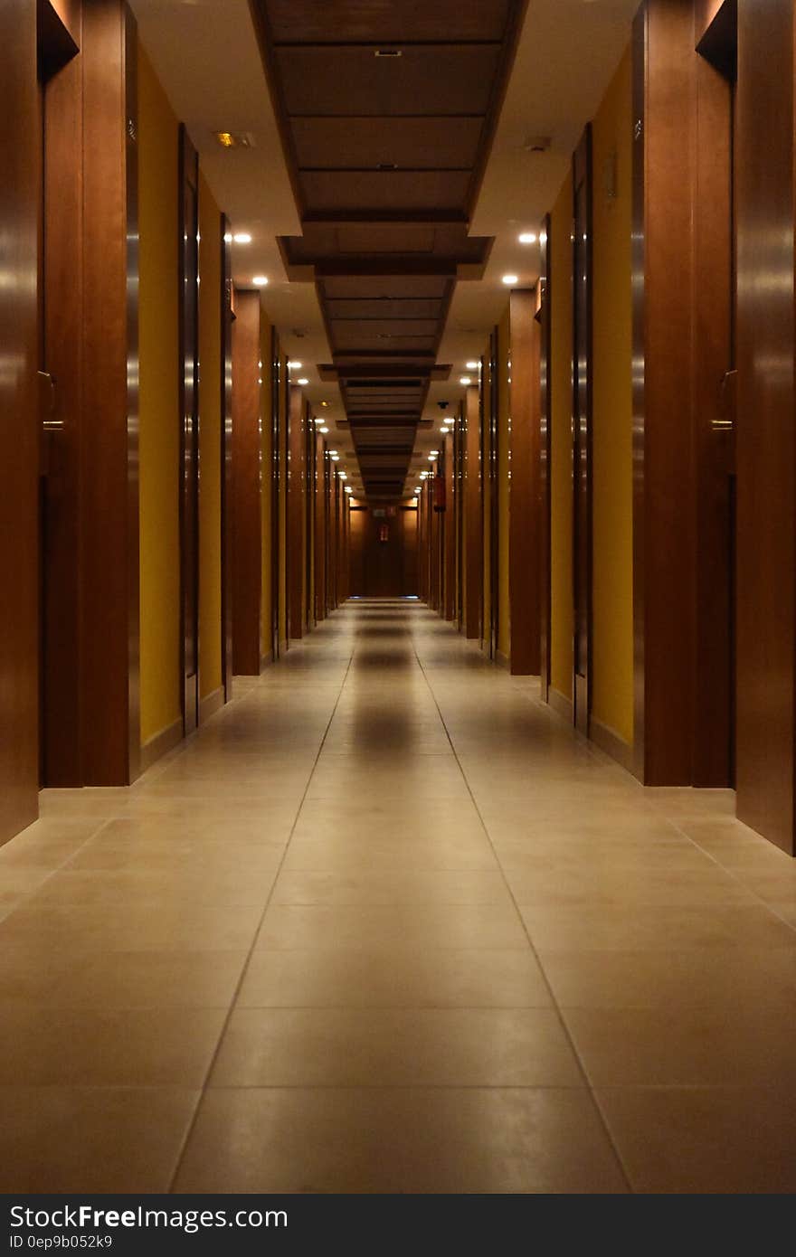 Beige Ceramic Tiled Corridor Inside Building