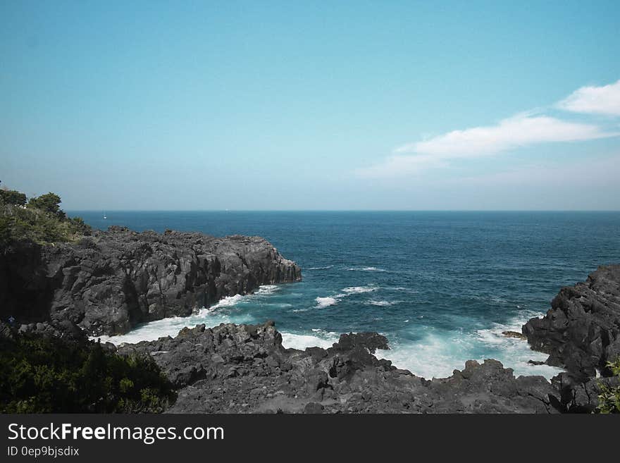 Scenic view of rocky Jogasaki-Kaigan coastline in Japan.