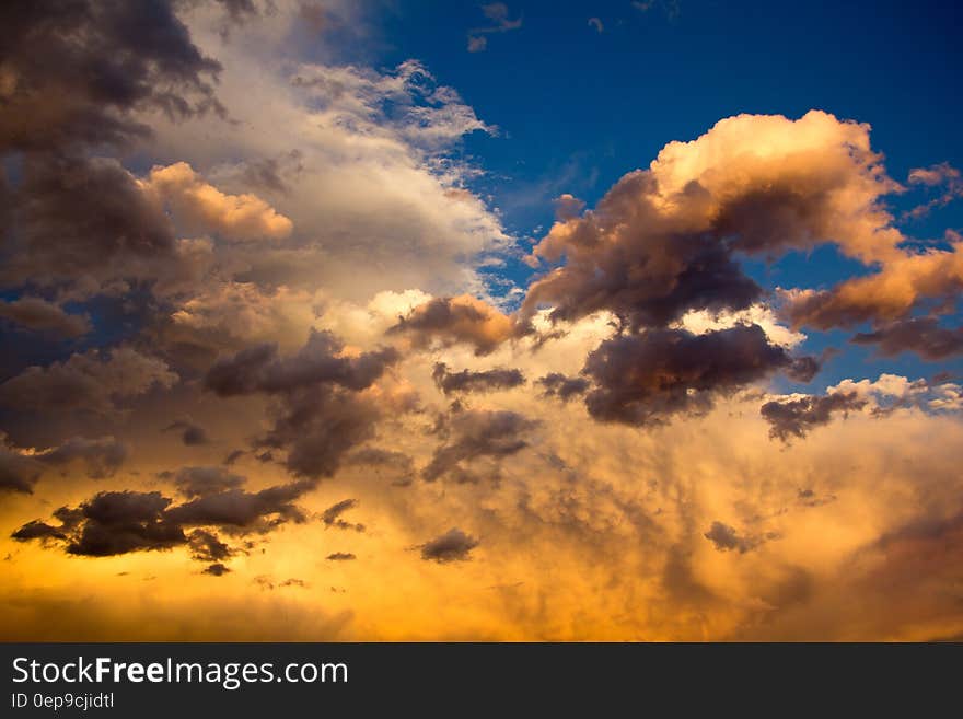 Gray and Yellow Cloudy Sky during Sunset