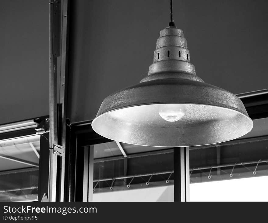 Gray Ceiling Lamp Near Clear Glass Window