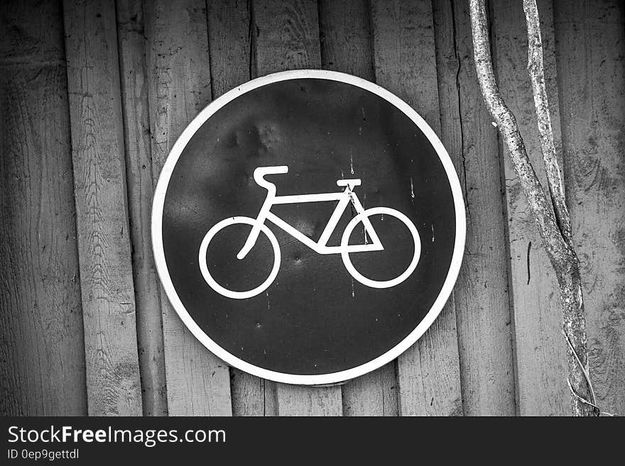 Black and White Bicycle Road Sign