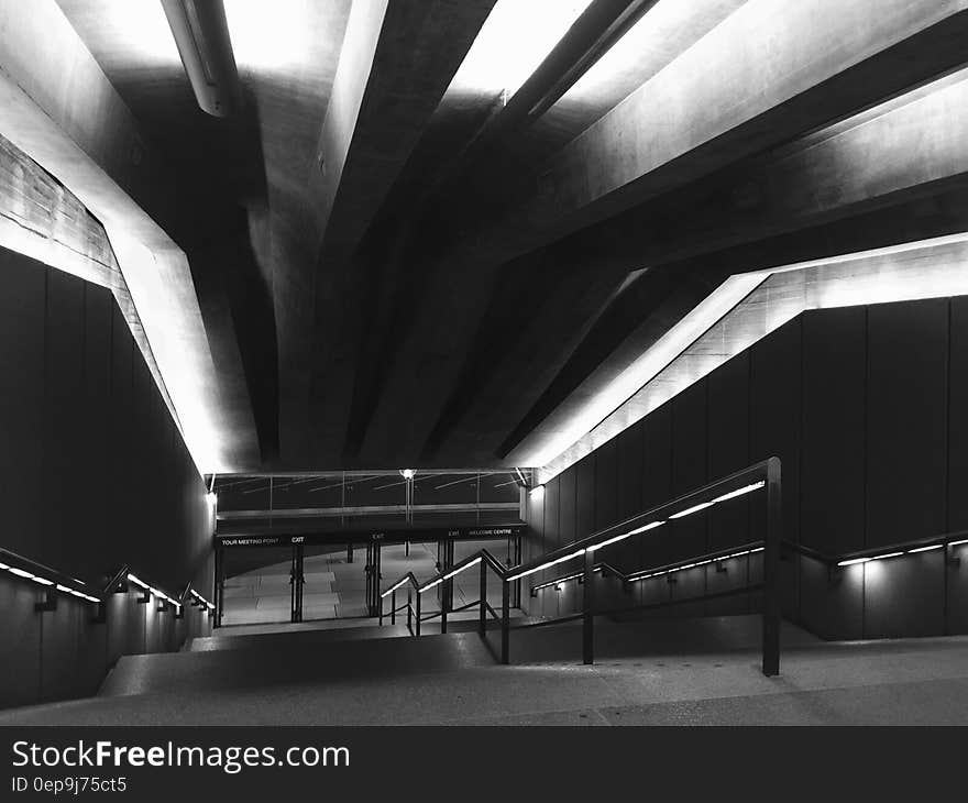 Black and White Photography of Stairs