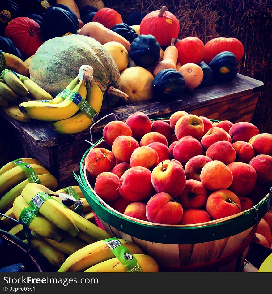 Red Apples in Brown Wooden Bucket