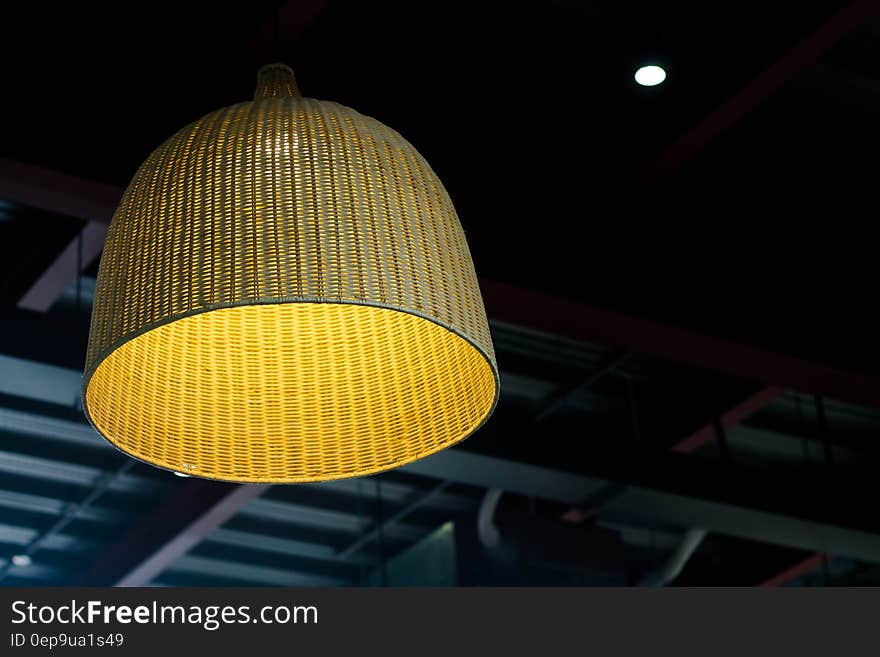 Brown Wicker Ceiling Lamp