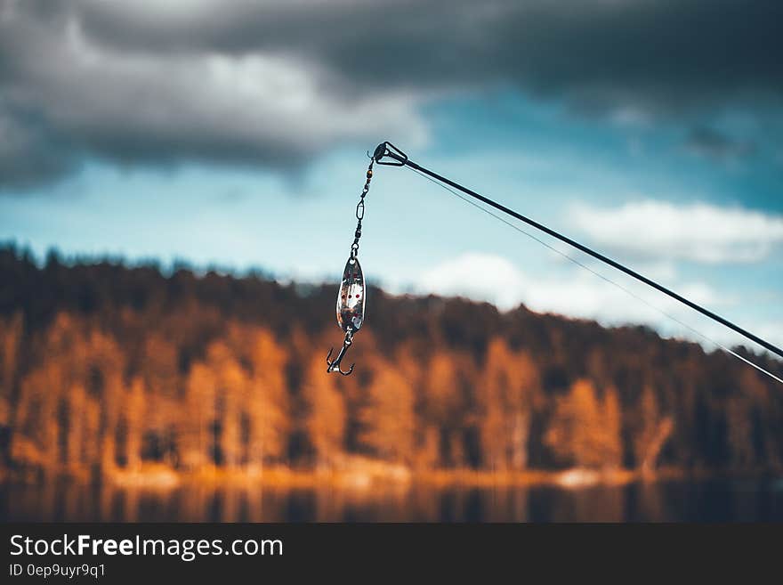 Brown Black Fishlure on Rod Selective Focus Photography