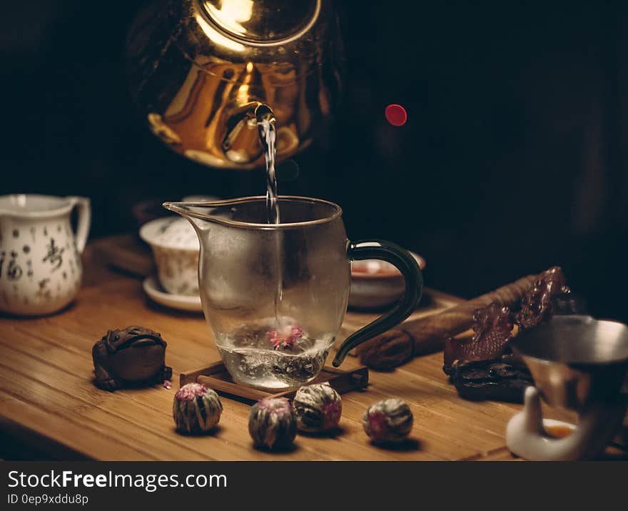 Clear Glass Pitcher And Kettle