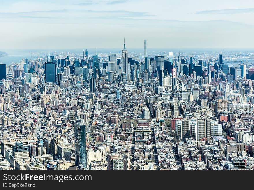 Aerial view of Manhattan, New York skyline. Aerial view of Manhattan, New York skyline.