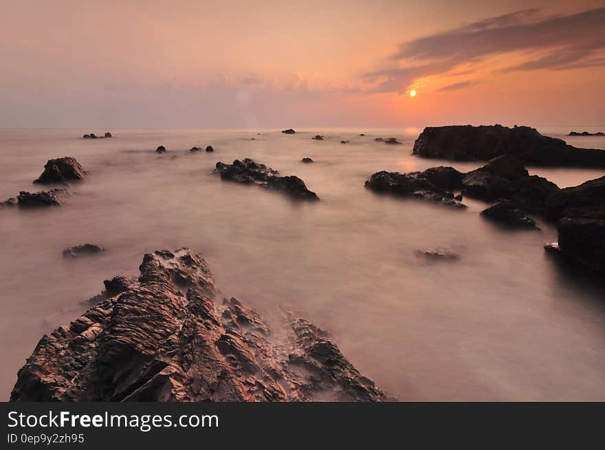 Scenic View of Sea during Sunset