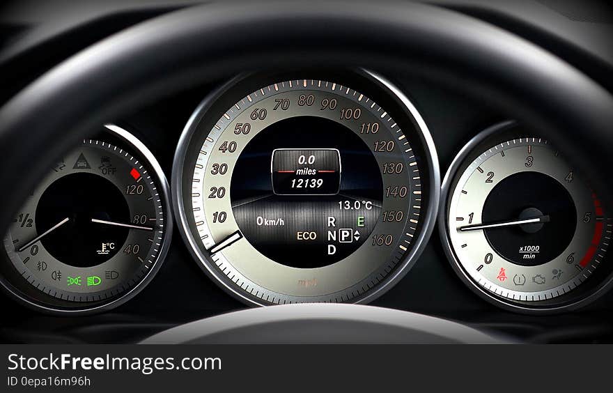 Close up of dashboard in luxury vehicle. Close up of dashboard in luxury vehicle.