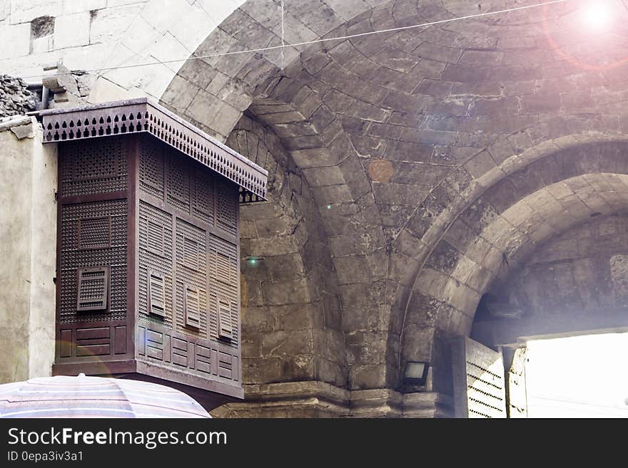 Stone archway in outdoor ancient ruins. Stone archway in outdoor ancient ruins.