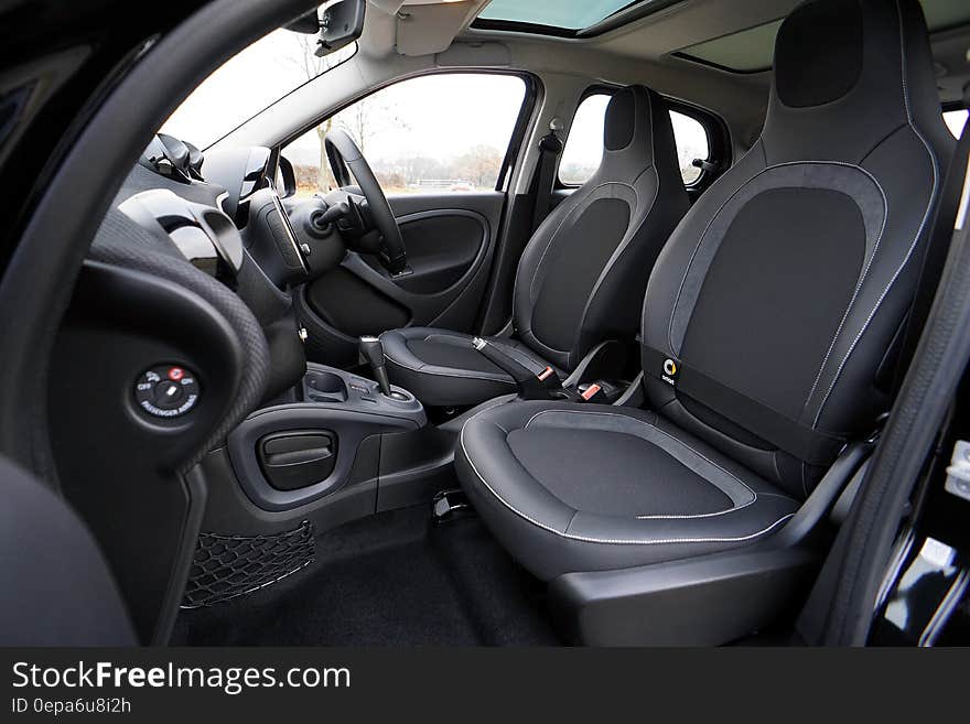 Black leather interior of luxury Brabus automobile. Black leather interior of luxury Brabus automobile.