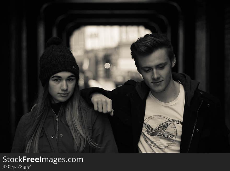 Portrait of a Young Woman in City at Night