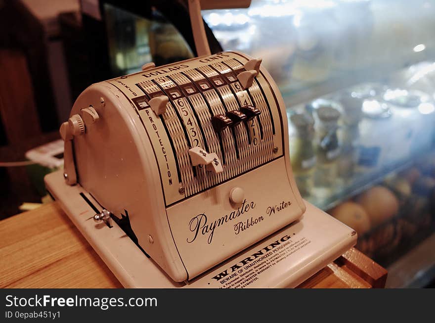 Close up of vintage Paymaster banking machine. Close up of vintage Paymaster banking machine.