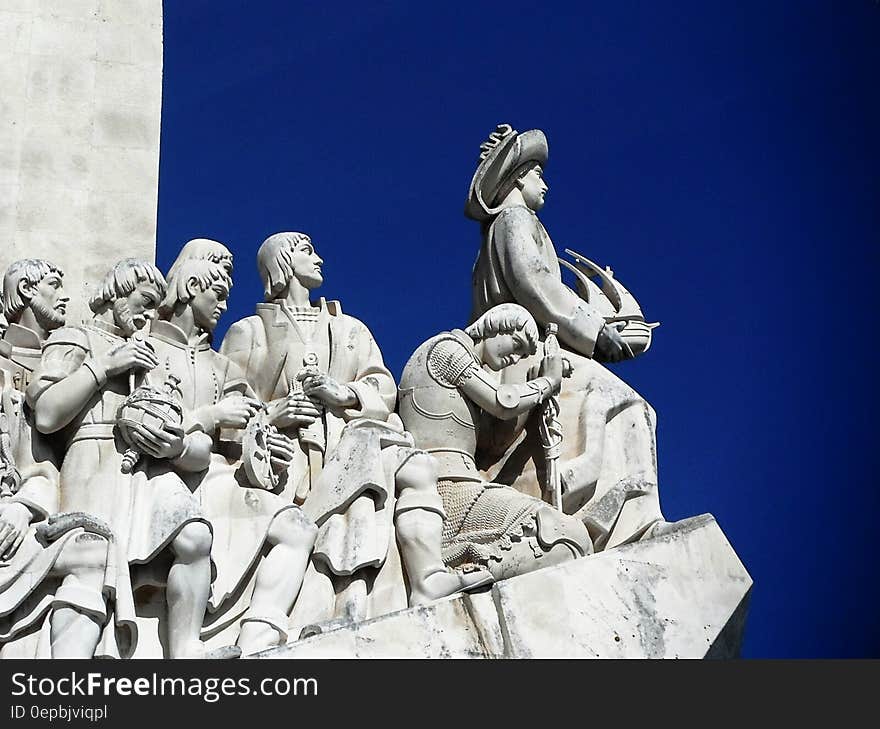 Group of Person Gray Concrete Statue