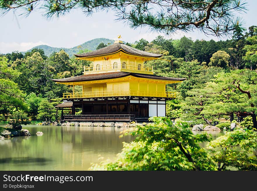 Pagoda Beside Tree&#x27;s and River