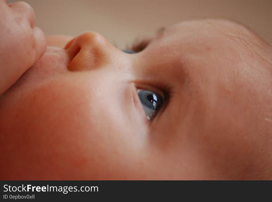 Close up of face on infant child. Close up of face on infant child.