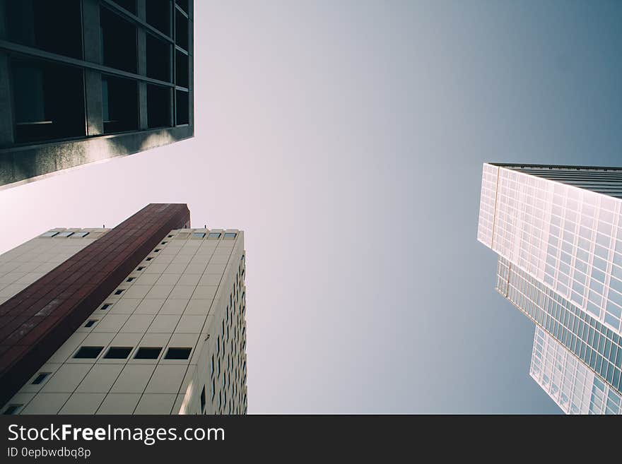 Low View of White High Rise Building