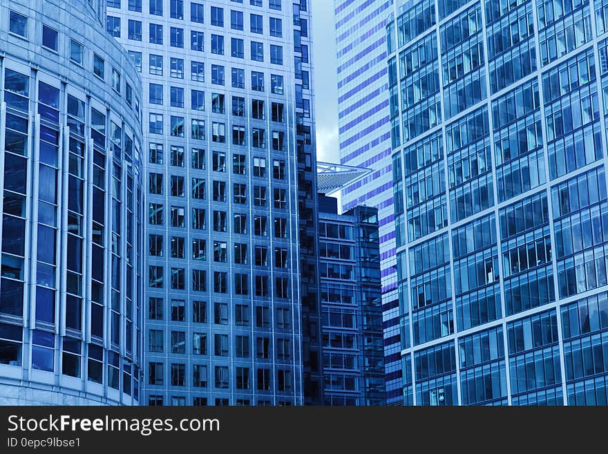 A view of an urban environment in a city with tall buildings. A view of an urban environment in a city with tall buildings.