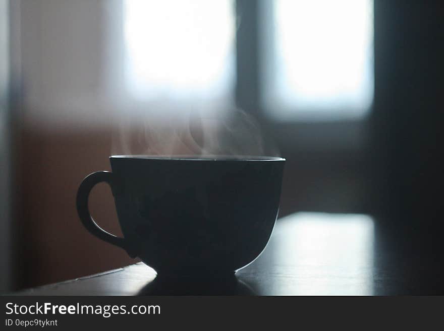 Black Ceramic Cup With Smoke Above