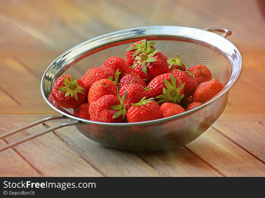 Strawberries on Stainless Steel Framed Strainer