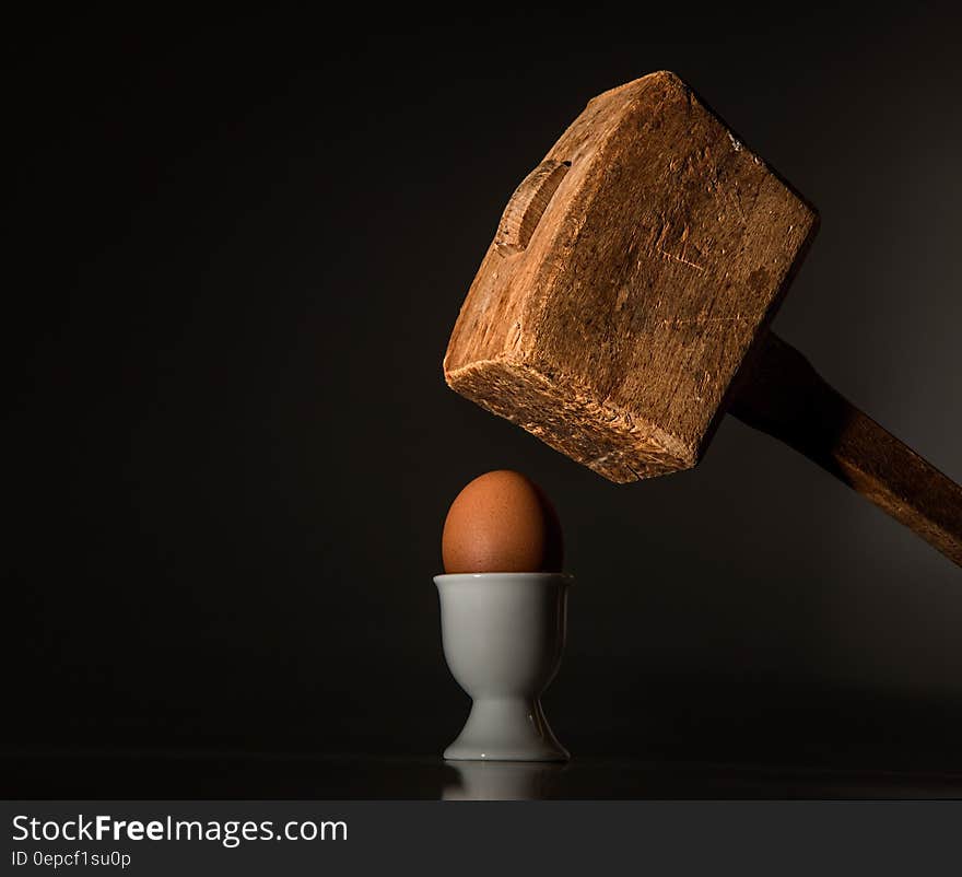 Brown Wooden Mallet Near Brown Chicken Egg