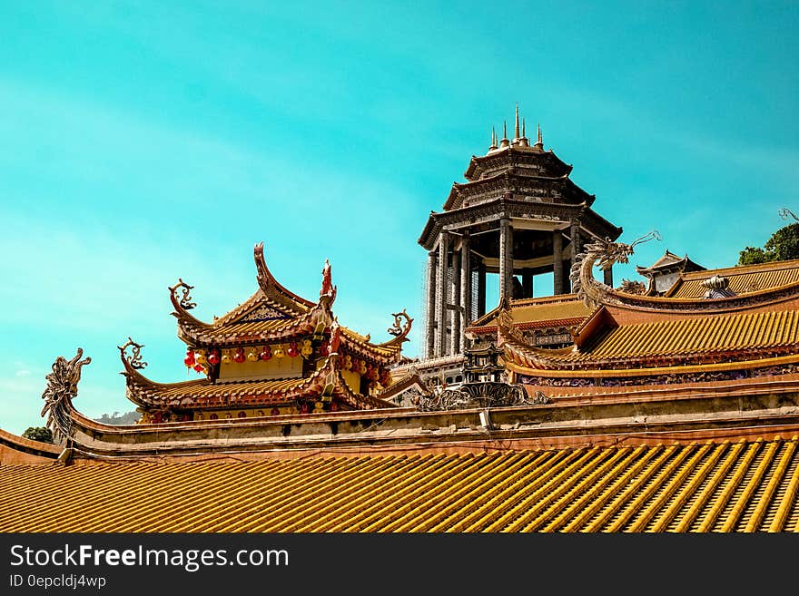 The roofs of traditional Chinese buildings.