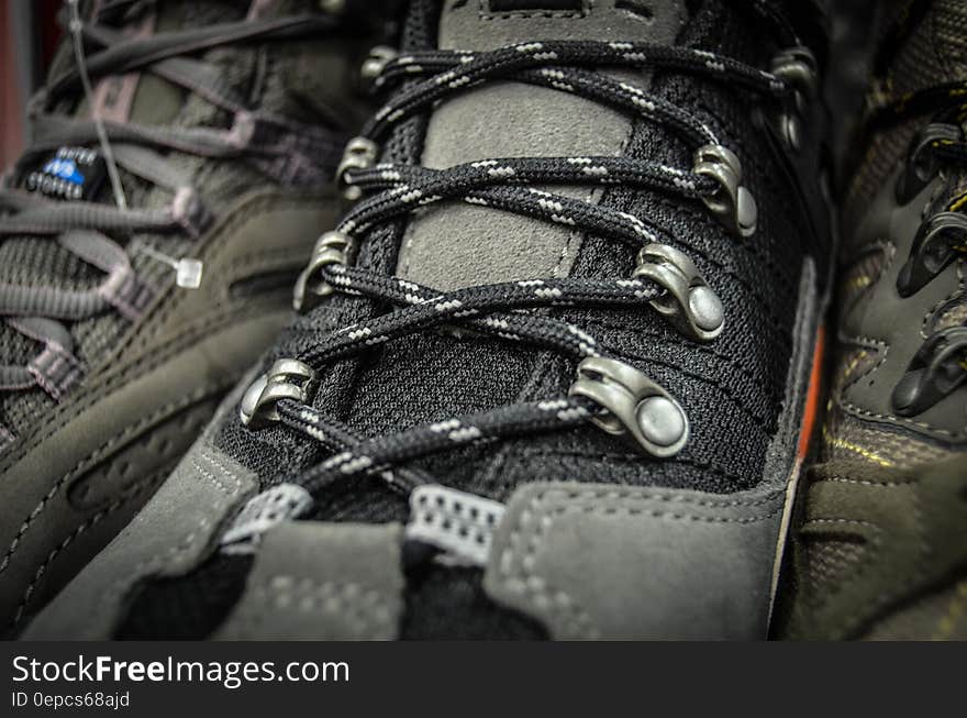 Gray and Black Sneakers