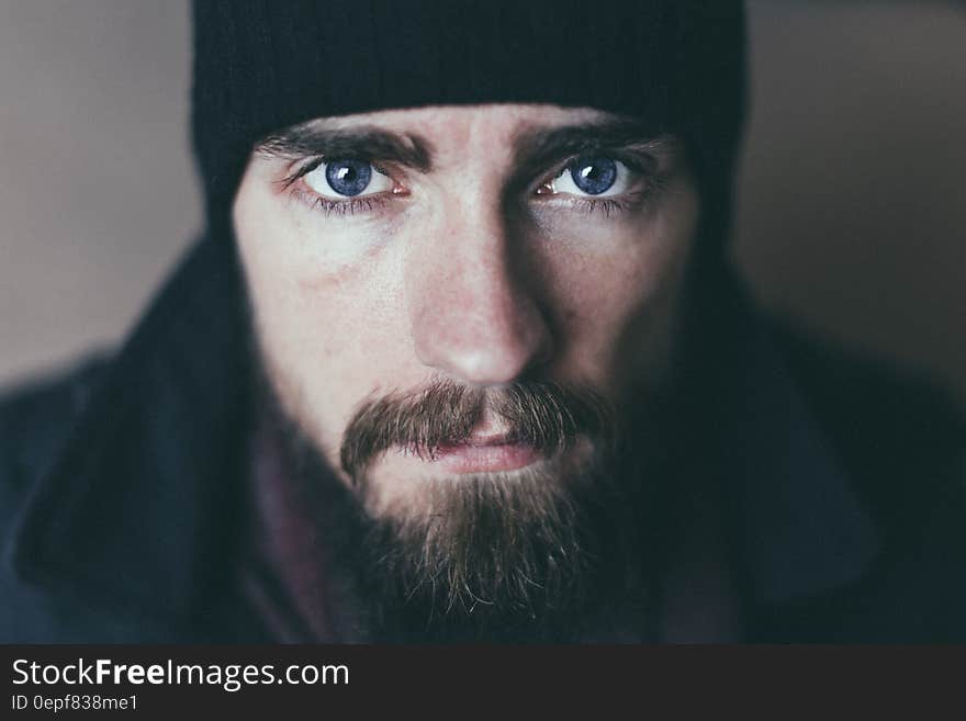 Bearded Man Wearing Black Knit Cap