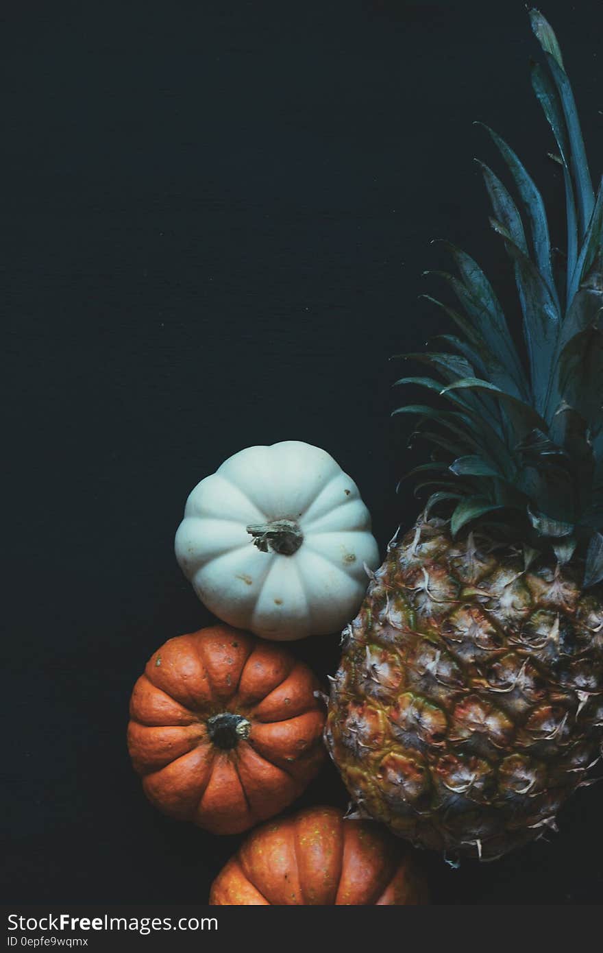 Pineapple Beside Pumpkin