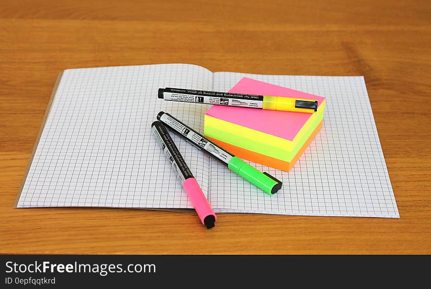 Pink and Green Marker Place on Grafting Paper