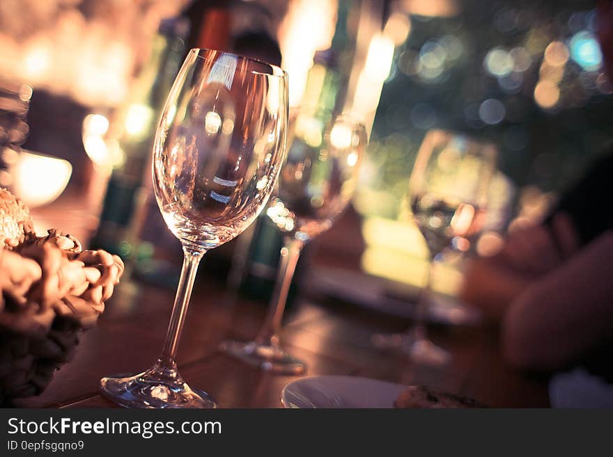 Wine Glass on Restaurant Table