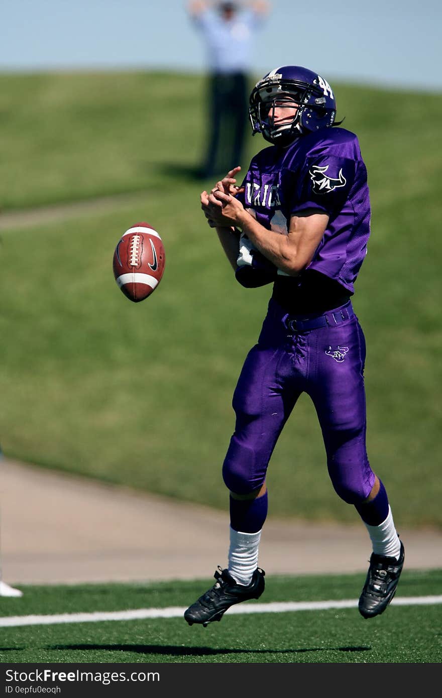 Man in Blue Football Jersey