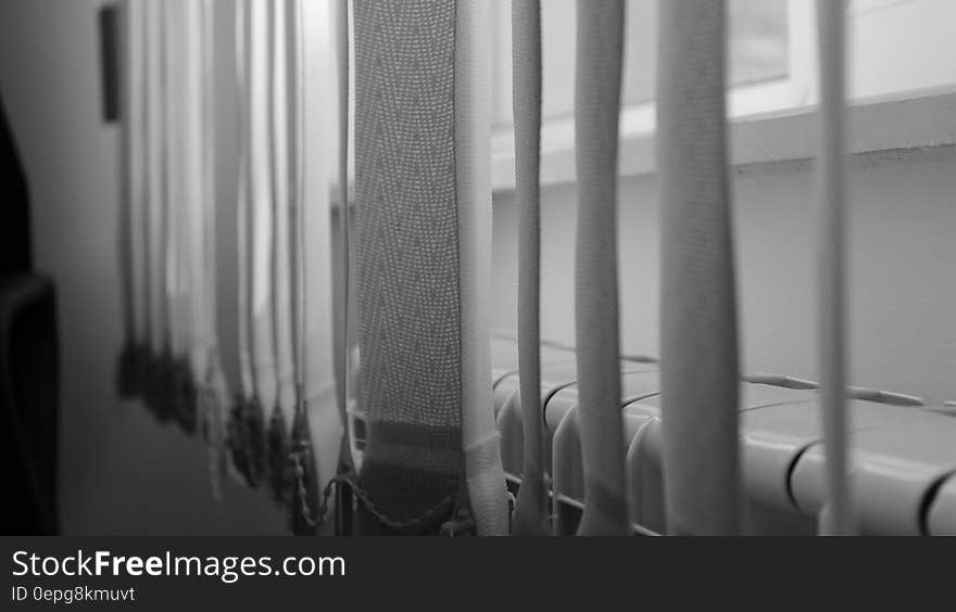 Greyscale Photography of Curtain