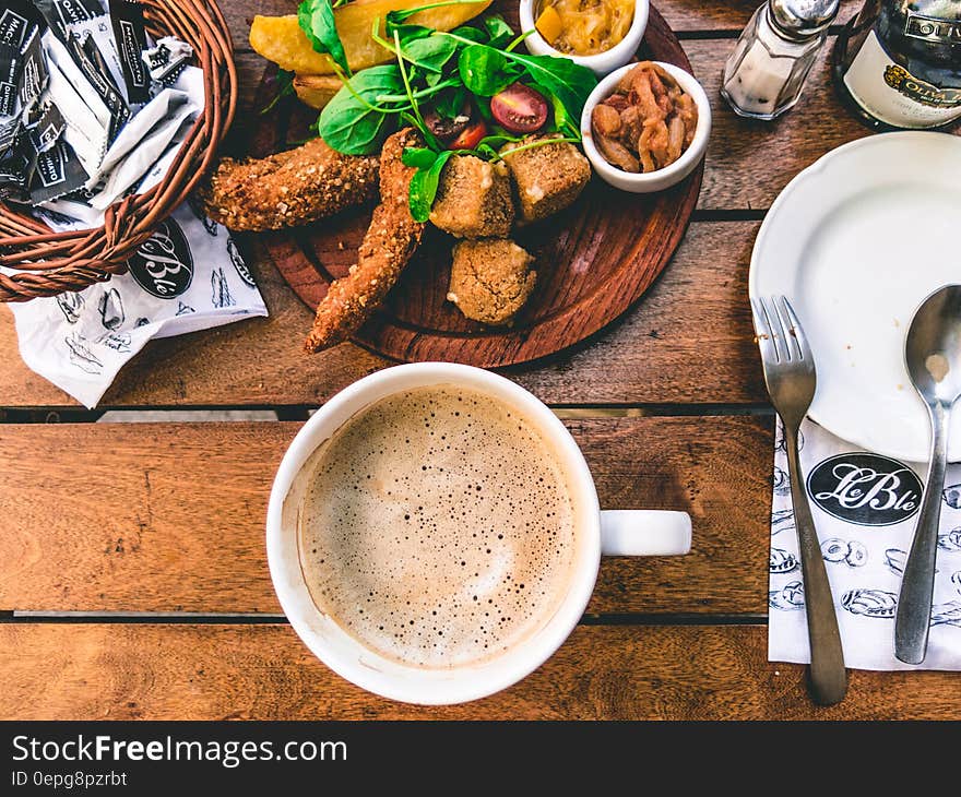 High Angle View of Breakfast on Table