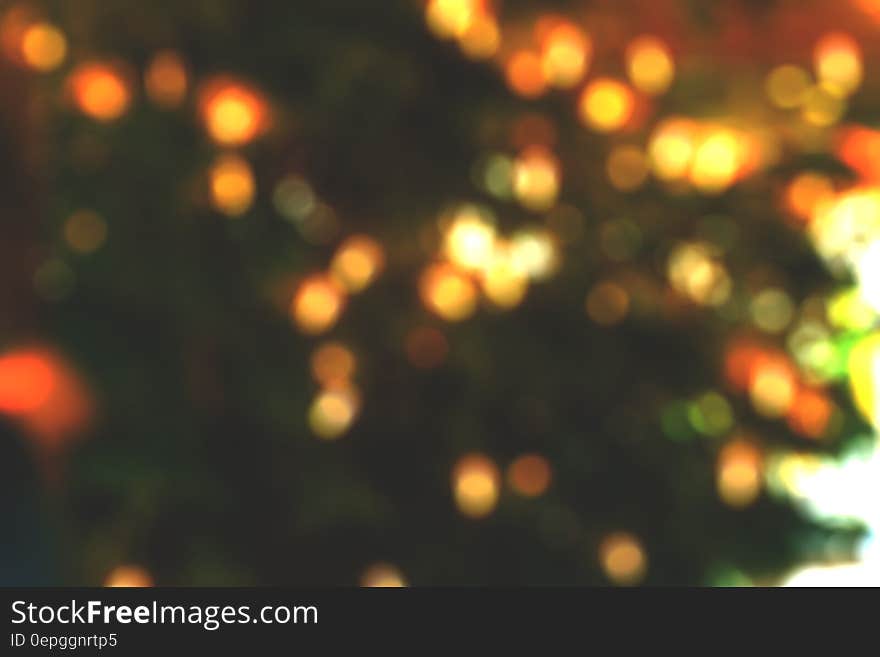 Bokeh blur of gold Christmas lights on black. Bokeh blur of gold Christmas lights on black.