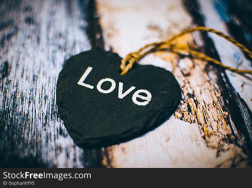 Black and White Heart Shape Wooden Pendant