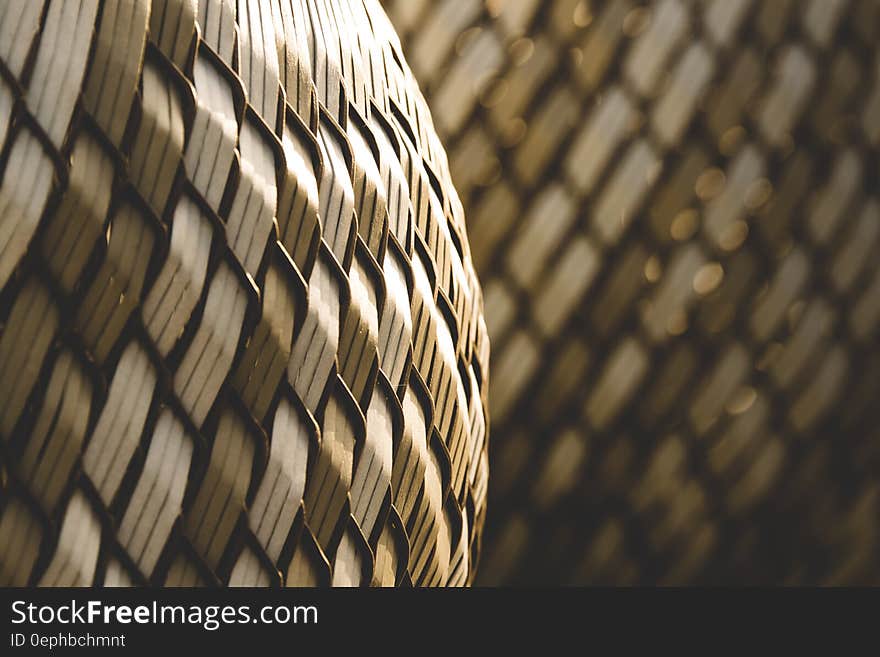 Close up of rattan basket textures.