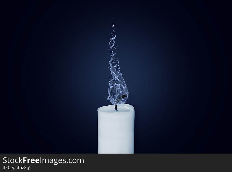 White Candle With Water Dew