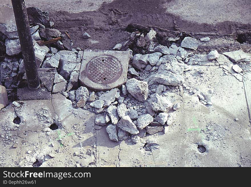 A pile of rubble during a street construction work. A pile of rubble during a street construction work.