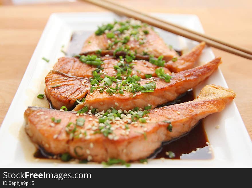 Cook Fish on White Ceramic Plate