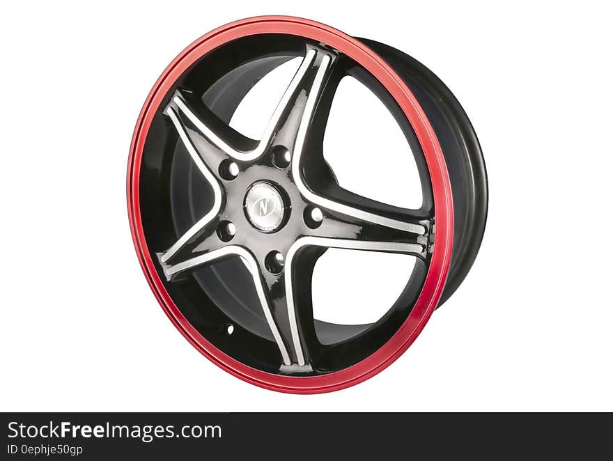 Black 5 Spoke Red Auto Rim