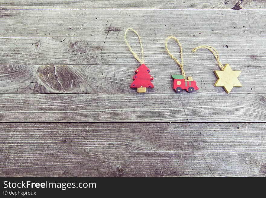 Red Christmas Tree and Car Hanging Ornament